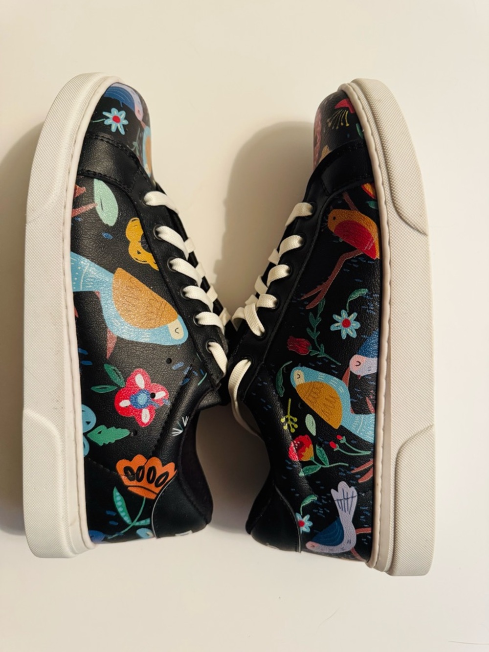 DOGO Women's Black Floral Bird Sneakers - Picture 5 of 8